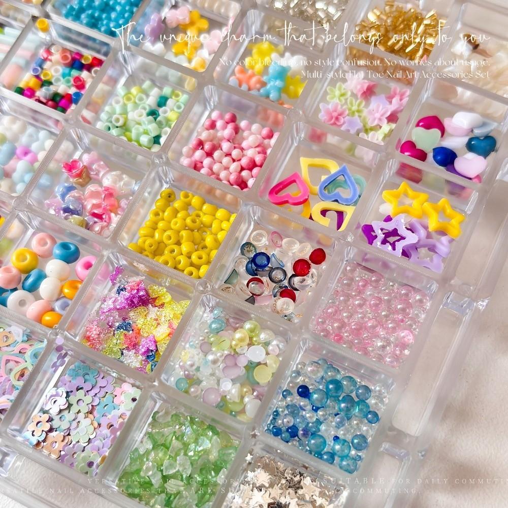 Colorful Nail Art Glitter Set 12/36 Grids Nail Charms Decorations Manicure Accessories