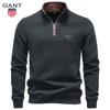 Gant Autumn and Winter Men's Stand Up Collar Sweatshirt with Half Zipper, Versatile Business and Leisure Men's Pullover Sweatshirt