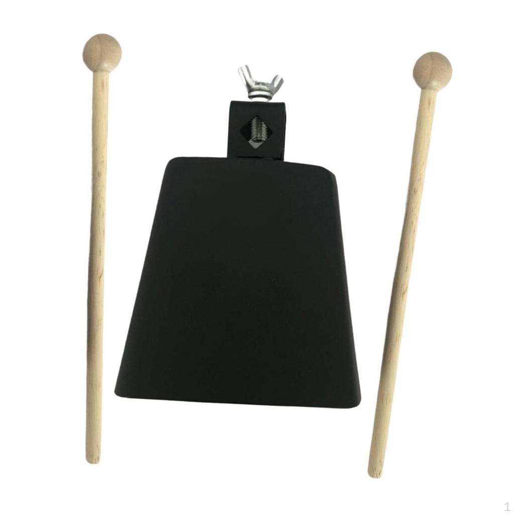 Iron Cowbell with 2 Sticks Hand Percussion Music Portable Instrument for