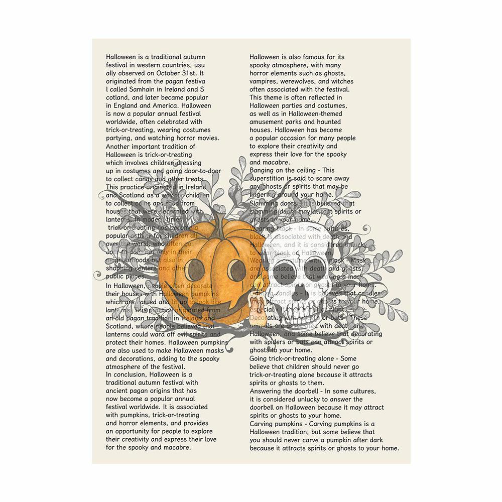 Pittura su Tela Zucca di Halloween Testa Strega Scheletro Pipistrello Quotidiano Inglese Pittura Decorativa Nordica per Soggiorno Casa