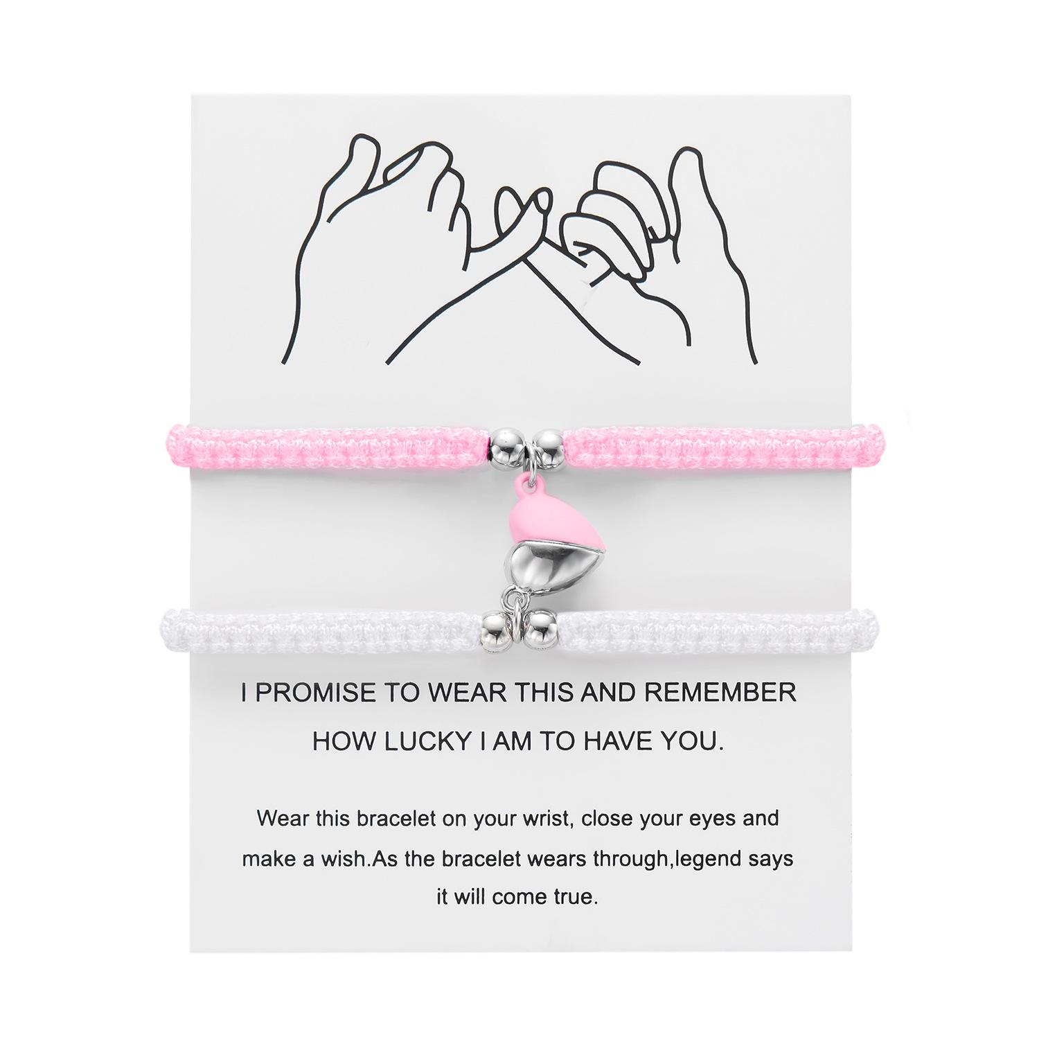 

Набор плетеных браслетов-магнитов в виде сердца ручной работы для парней и девушек