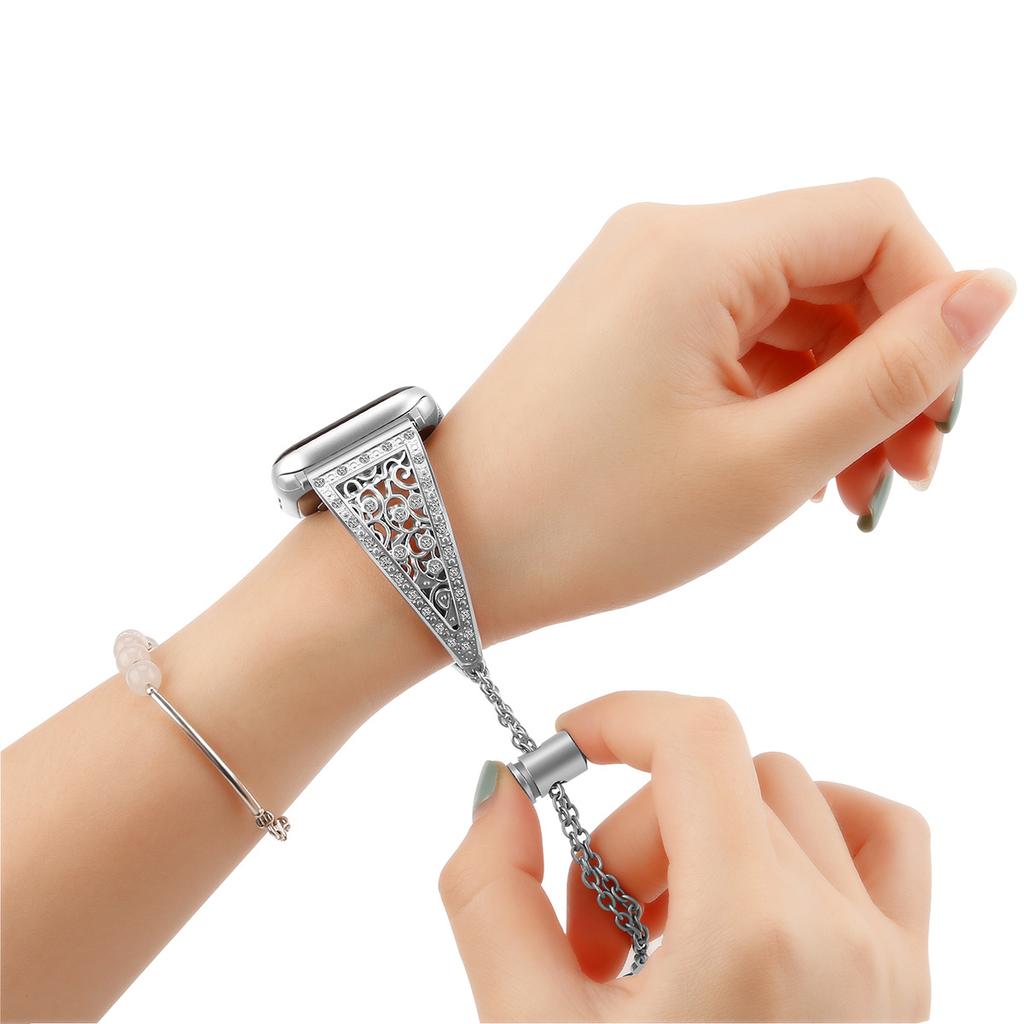 Flower Diamond Band Apple Series 8 7 6 SE 5/4/3 Bracelet Women Luxury Metal Strap For iWatch 38/42mm 40/44mm 49mm 45mm 41mm