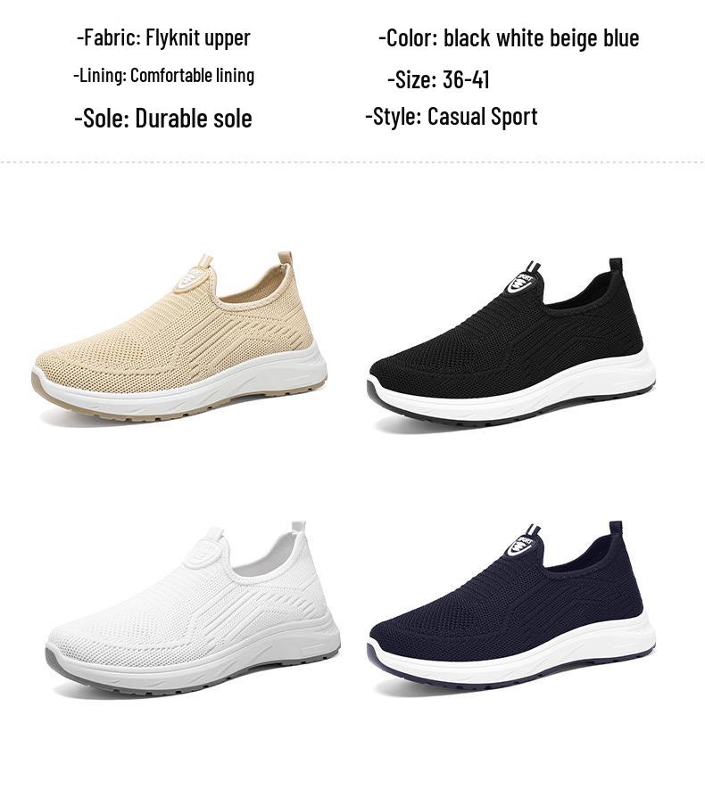 Women's Spring Breathable Plus Size Casual Lightweight Slip-on Loafers with Soft Sole