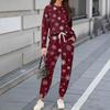 Sets For Women 2 Piece Round Neck Long Sleeve Shirts Printed Sweatpants Pocket Sets