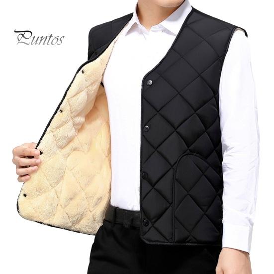 

Мужской жилет, пальто с V-образным вырезом, без рукавов, однобортный однотонный жилет с карманами, утолщенная плюшевая подкладка, жилет, куртка M чёрный