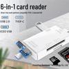 Six-in-One Type-C Multifunctional Card Reader: TF/SD USB Adapter for Computer & Phone