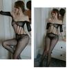Transparenter Bodysuit, Oberschenkelhoher, schrittoffener Dessous-Schlafanzug, transparenter Spitzen-Overall für Damen, durchsichtiges, elastisches, offenes Netz im Schritt