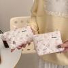 Cartoon Flower Square Cosmetic Bag Women Portable Earphones Lipstick Sanitary Napkins Storage Pouch Small Makeup Zipper Bags