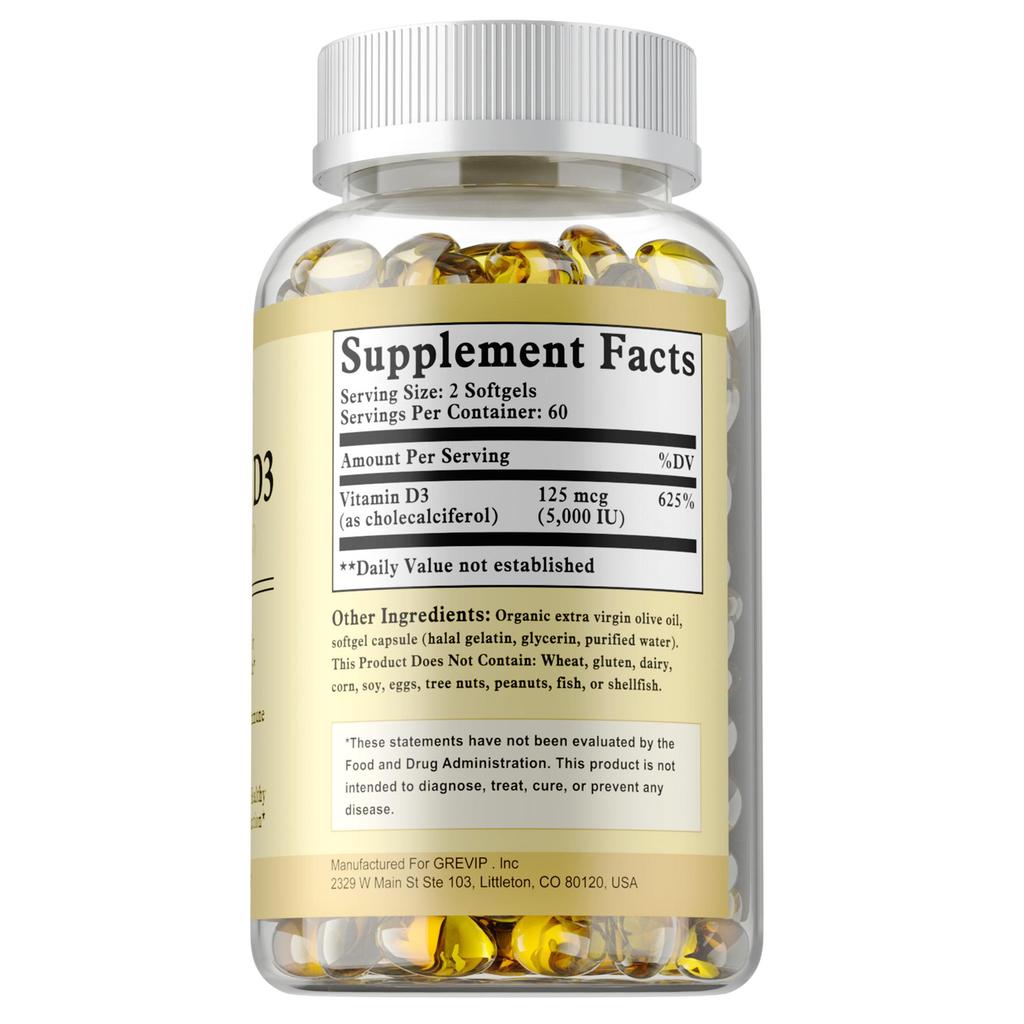 GREVIP 125 Mcg Vitamin D3 - Bone & Muscle Health