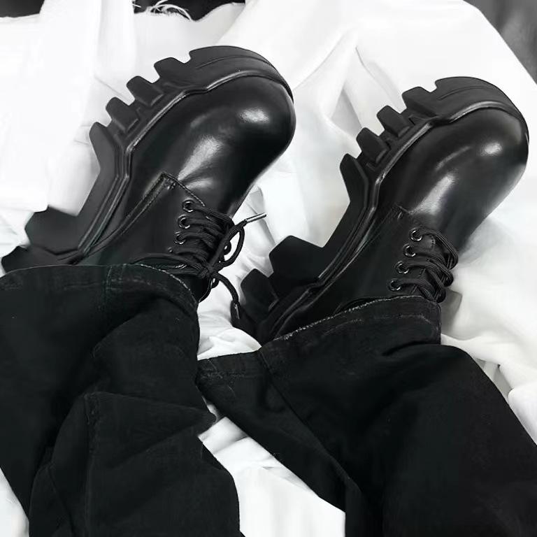 

Мода 2025 Ретро Туфли Дерби на Платформе Женские Массивная Подошва с Протектором Круглый Носок На Шнуровке Повседневные Весенние Ботинки Трендовые Универсальные Ботинки 44