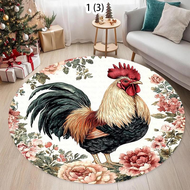 "Farmhouse Rooster" Carpets Sofa Non-slip Round Rugs Chair Floor Mat Home Decor Kid Play Rug Living Room Bedroom Carpet Gift