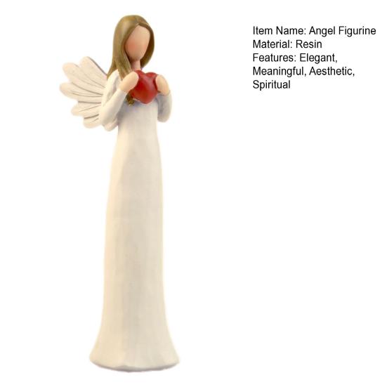 Ängelfigur i harts Handmålad Ängel som håller hjärta Skulptur med vinge Sympatigåva för Bröllop Födelsedagar Jul