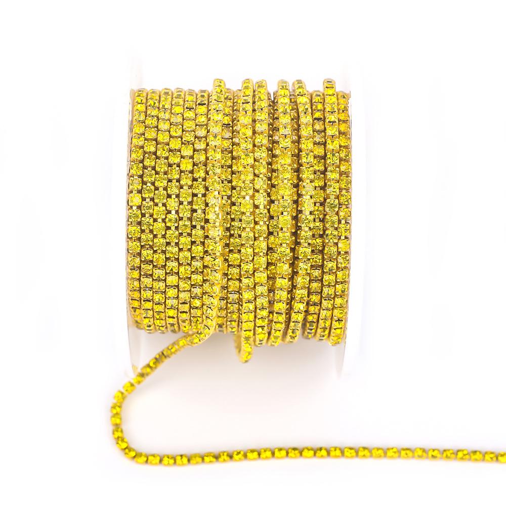 Electroplated Glass Rhinestone Single Row Claw Chain for DIY Costume Accessories