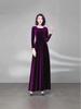 Noblewoman Autumn Golden Velvet Cinched Waist Long-Sleeved Dress with Large Hem