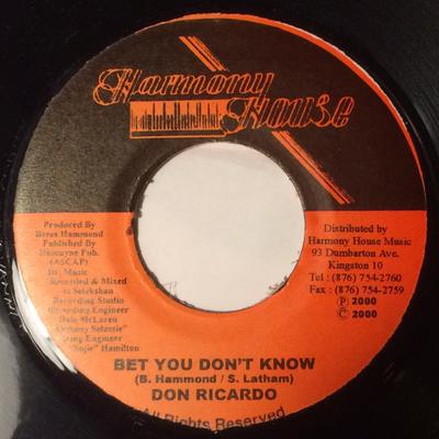 7inch Record DON RICARDO - Bet You Don't Know NONE Harmony House 2000 Jamaica Reggae, Ska & Dub Used