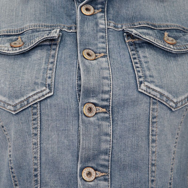 Sleeveless Blue Denim Fitted Dress Woman PLEASE