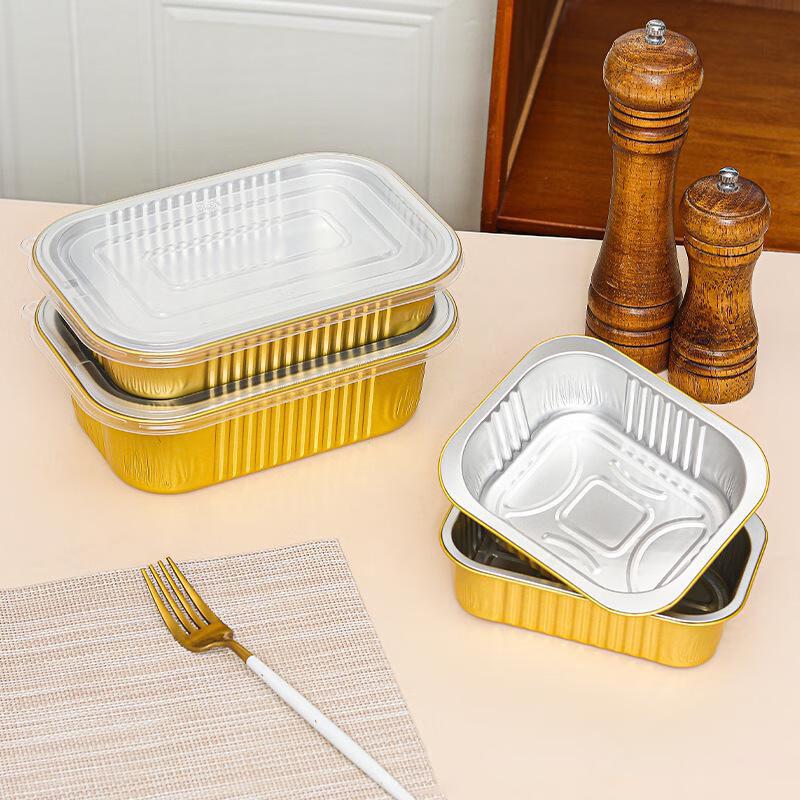 Min Nai Gold Rectangular Aluminum Foil Takeaway Containers