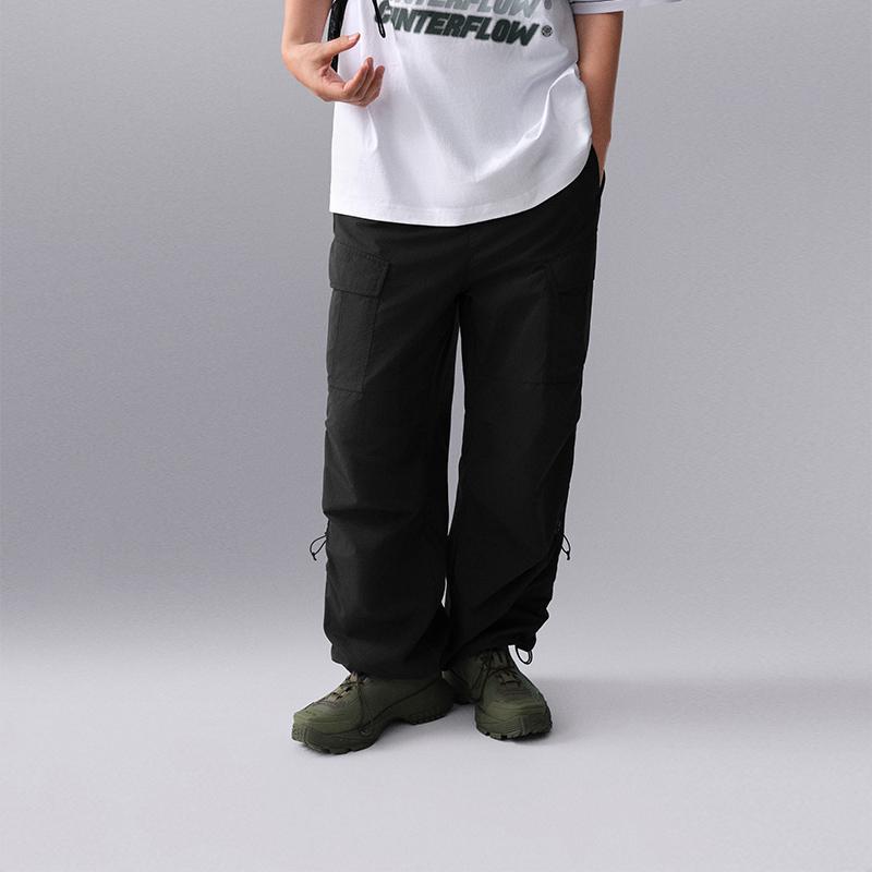 Li Ning CF Casual Solid Color Mid Waist Straight Leg Sports Pants Men bottoms Black AYKU627-1