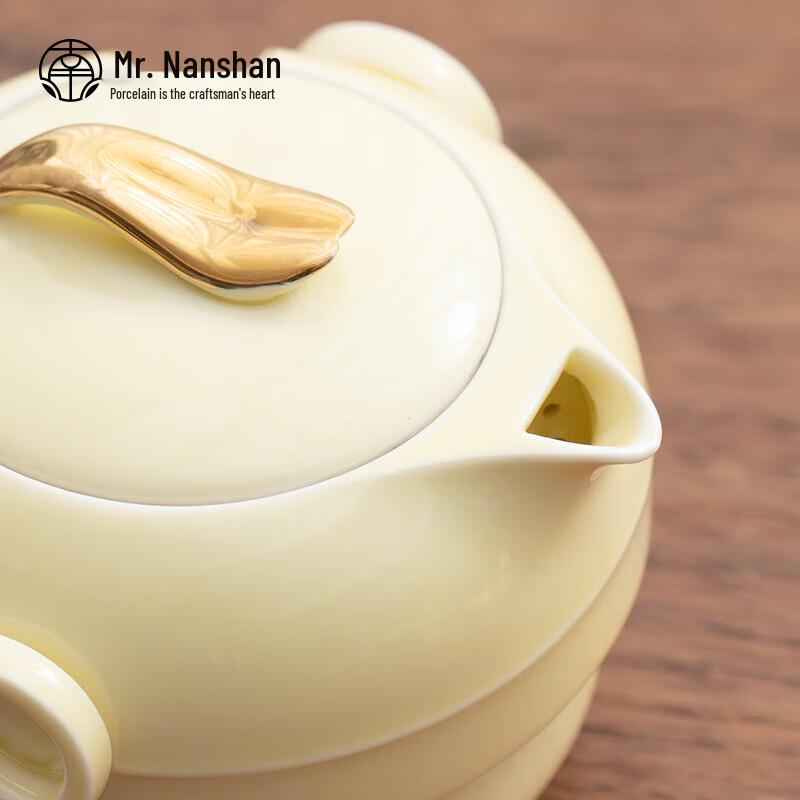 Nanshan Xiansheng Portable Gilded Ceramic Travel Tea Set (One Pot, Two Cups)