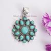 Kingman Turquoise Cluster Pendant, 925 Sterling Silver Pendant, Natural Turquoise Pendant-Multi Stone Pendant, Birthday Pendant