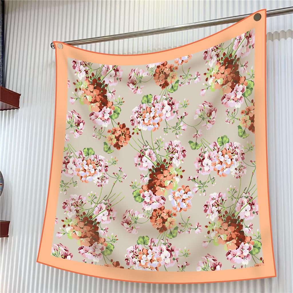 90cm Brand Square Scarf Women Fashion Floral Twill Silk Scarf Shawl Hijab Luxury Bandana Foulard Neckerchief Head Scarf For Lady