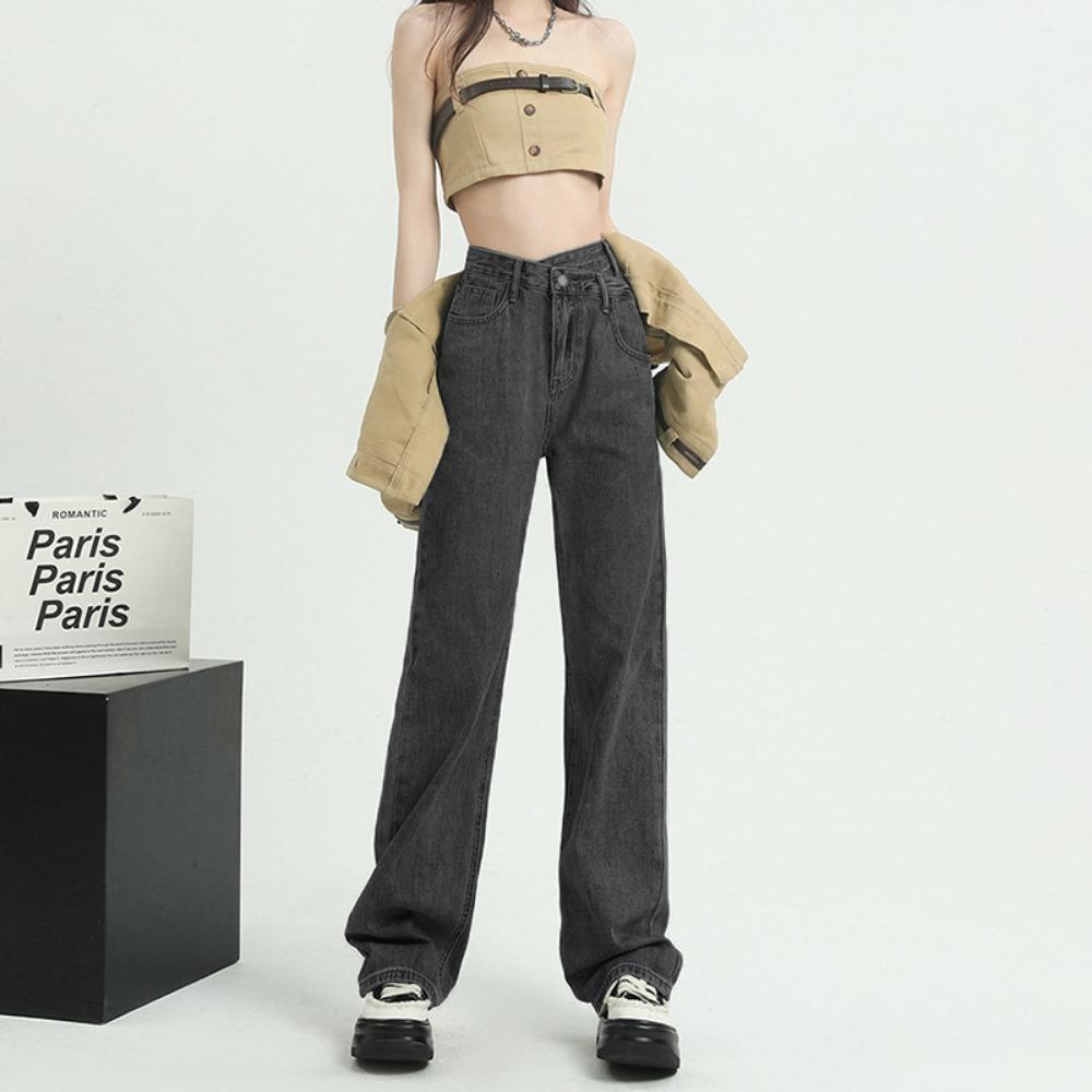 Trendy high-waisted wide-leg jeans women's loose spring and summer new design sense niche drape and thin floor pants