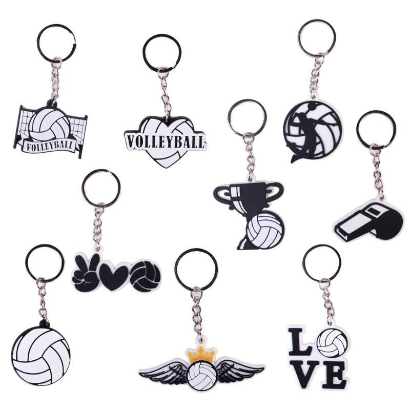 5Pcs Volleyball Keychains Volleyball Keyring Sports Theme Keychain Pendant for Volleyball Themed Party Rewards Boy Gifts