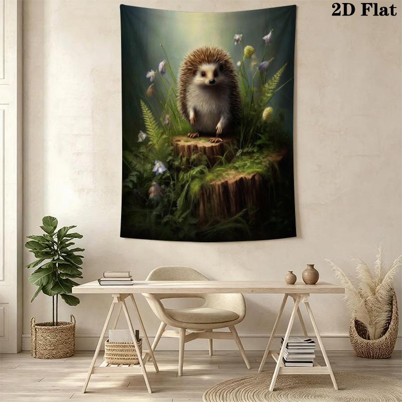 Charming Hedgehog Pattern Home Decor Tapestry, Wall Hanging, Decorative RV Wall Cloth.SGT0917430