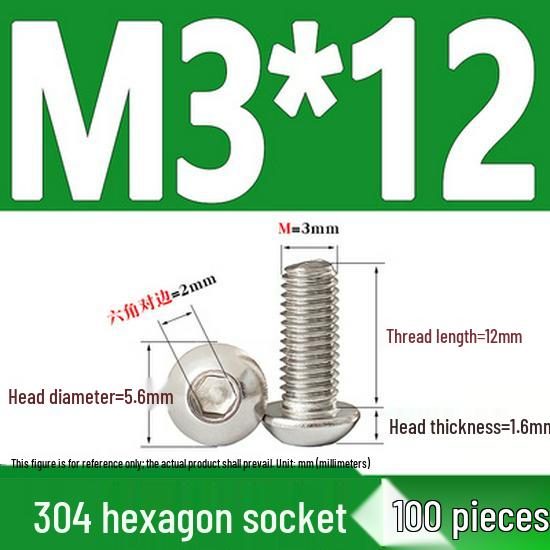 ISO7380 Stainless Steel Hex Drive Dome Head Screws - M2 to M16
