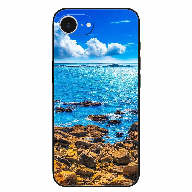Schwarze Handyhülle Cover für Apple iPhone 16e Hüllen Gedruckte TPU Weiche Stoßfängerhülle für iPhone16e 16e 2025 Schutz Silikonhüllen