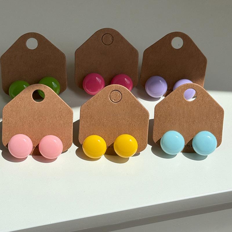 Silver Needle Color Steamed Bread Doudou Stud Earrings Women's 2025 New Unique Beautiful Sweet Earrings Spring Earrings