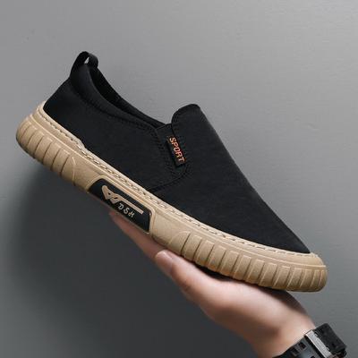 Canvas Men's Shoes Summer Breathable Men's Old Beijing Cloth Shoes Lazy One Pedal Casual Board Shoes Black Beanie