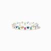 S925 Sterling Silver Ring Women's Simple Versatile Dopamine Colored Zirconium Diamond High-end Rainbow European and American Ring