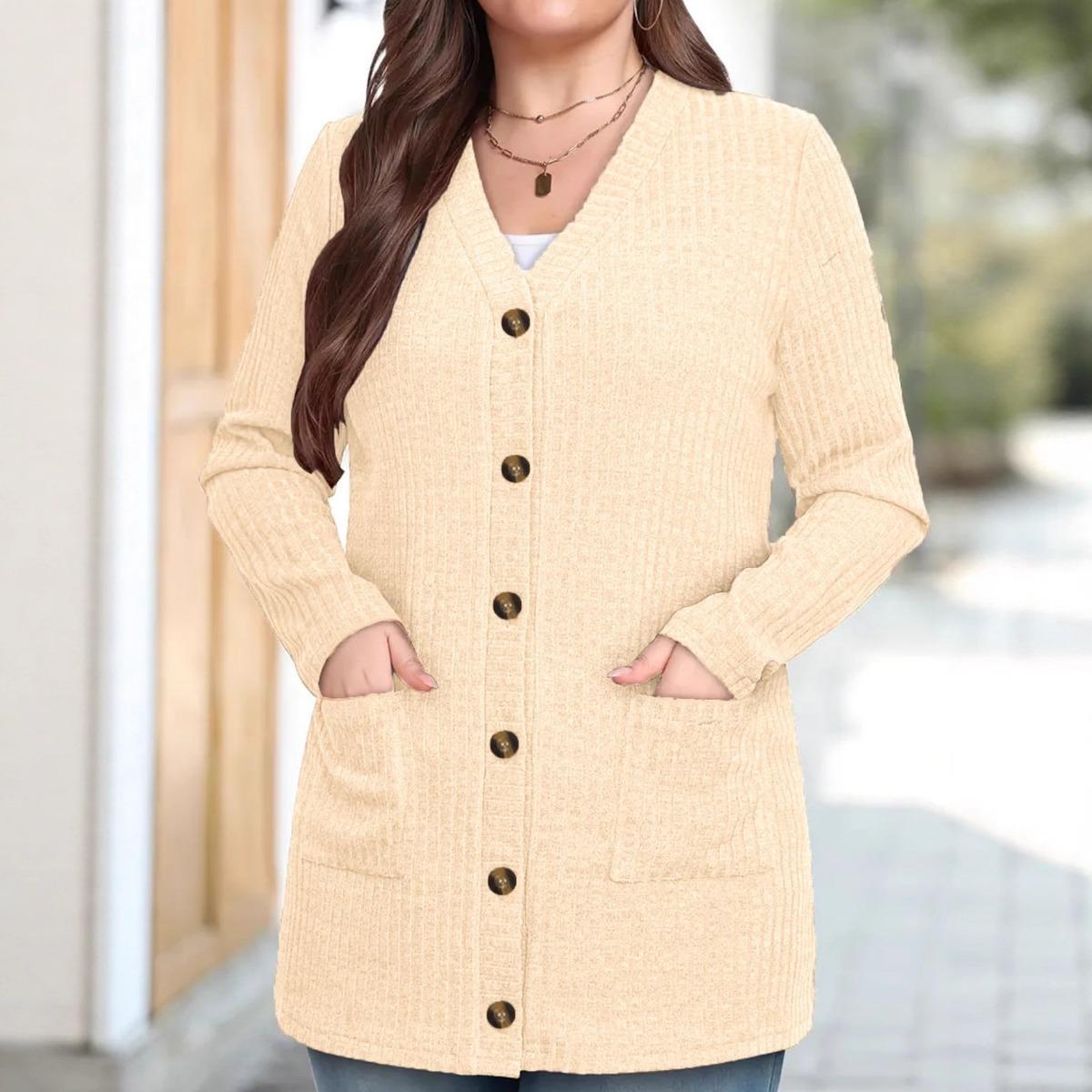 

Plus Size Women s Fall Winter Elegant Long Coat Notch Neck Striped Casual Long Sleeve Button Outerwear 1XL светло-желтого