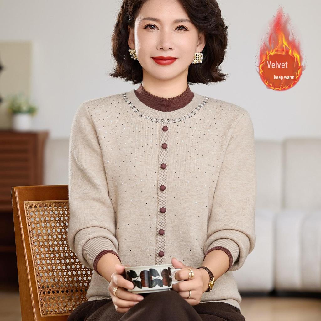 Neues Baby von Mama: Herbst/Winter Strick-Samt Basis-Pullover - Vielseitig, Warm und Stilvoll für Damen