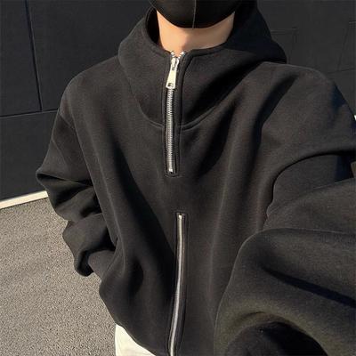 Long-sleeved Sweater Men's Autumn and Winter American Retro Semi-zipper Sports Hoodie Jacket