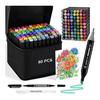 Alcohol Marker 80 Color Set Marker Pen Dual Tip (Bold/Fine) High Color Quick Drying Color Marker Art Pen Set for Illustrations, Sketching, Manga,