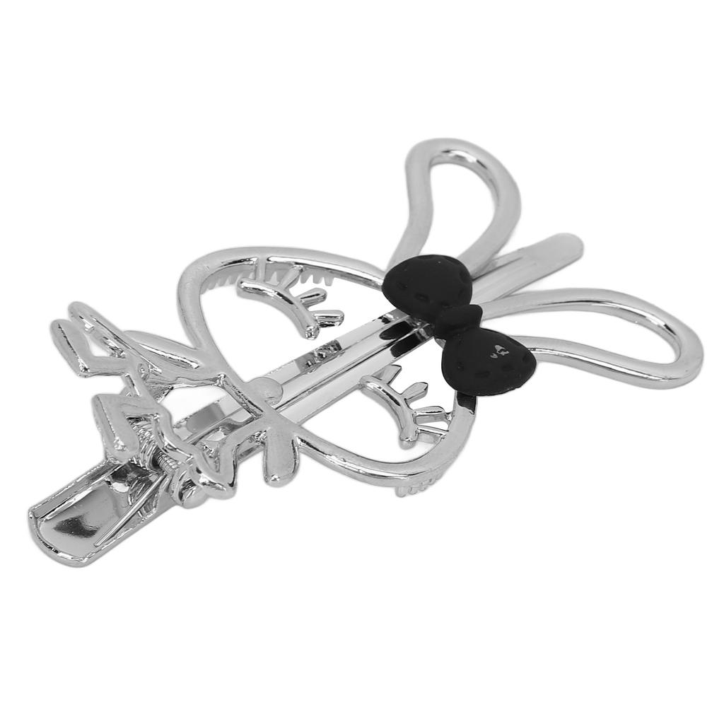 Cute Rabbit Duckbill Hair Clip Cutout Bow Alloy Silver Electroplated Rabbit Hair Barrette for Decoration