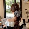 Korean Stripe Heart Scarf Scrunchie: High-End Oversized Hair Tie for Women