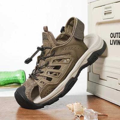 Mode Hohe Qualität 2025 Neue Outdoor Freizeit Leder Sandalen Sommer Wasserdicht Wasserdichte Sandalen Lässig Rutschfest Schnelltrocknend Strandschuhe
