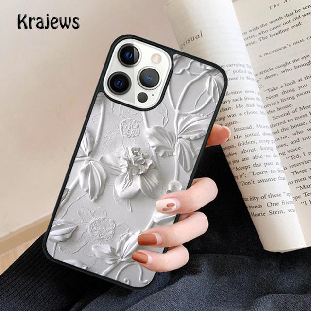 

3D Flower Relief Soft Phone Case For iPhone 17 Air 16 15 14 Max Plus 11 12 13 Pro Max Phone Cover coque Fundas iPhone 13