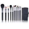 Pincel de base pincel de pó solto pincel de sombra para os olhos 12 peças conjunto de pincéis de maquiagem lã lilás pequena série uva bolsa de pincéis de maquiagem