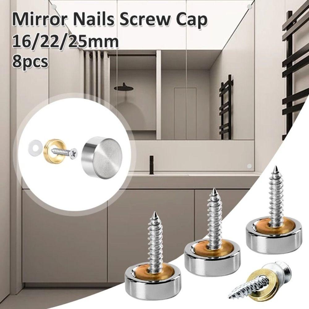 Home Improvement Stainless Steel Mirror Nails Screw Cap Silver 16/22/25mm Screws Decorative Cap Mirror Decorative Tea Tables