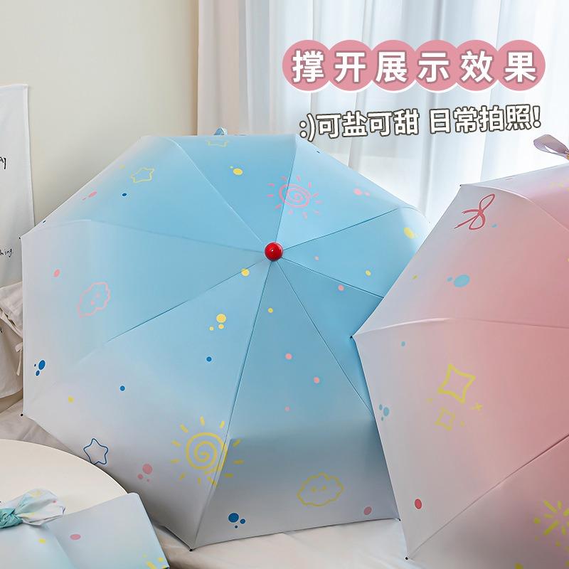 Small fresh eight-bone vinyl parasol cute cartoon red nose sun umbrella