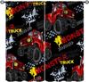 Monster Truck Curtains Boys Cartoon Red Blue Car Game Cool Racing Window Kids Bedroom Living Room Playroom Curtain For Sitting Made Of Polyester