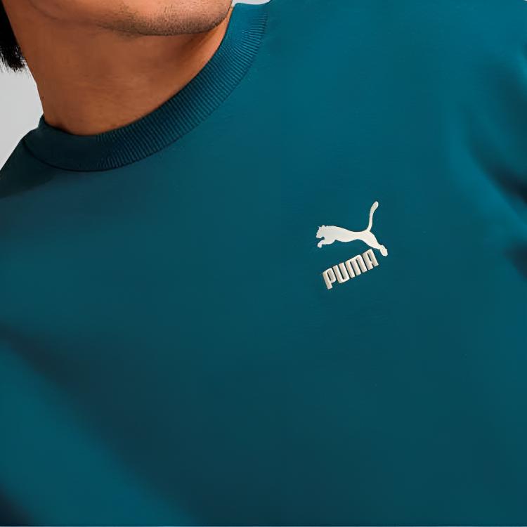 PUMA Comfortable Crew Neck Pullover Solid Color Sweatshirt Unisex sweatshirt Cool-Light-Green 626109-75