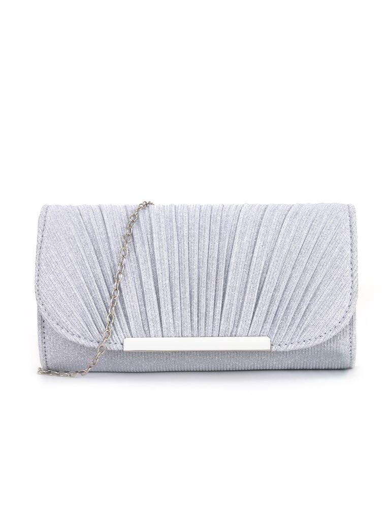 Women's Pleated Crossbody Clutch Bag with Round Bottom and High-Quality Stitching