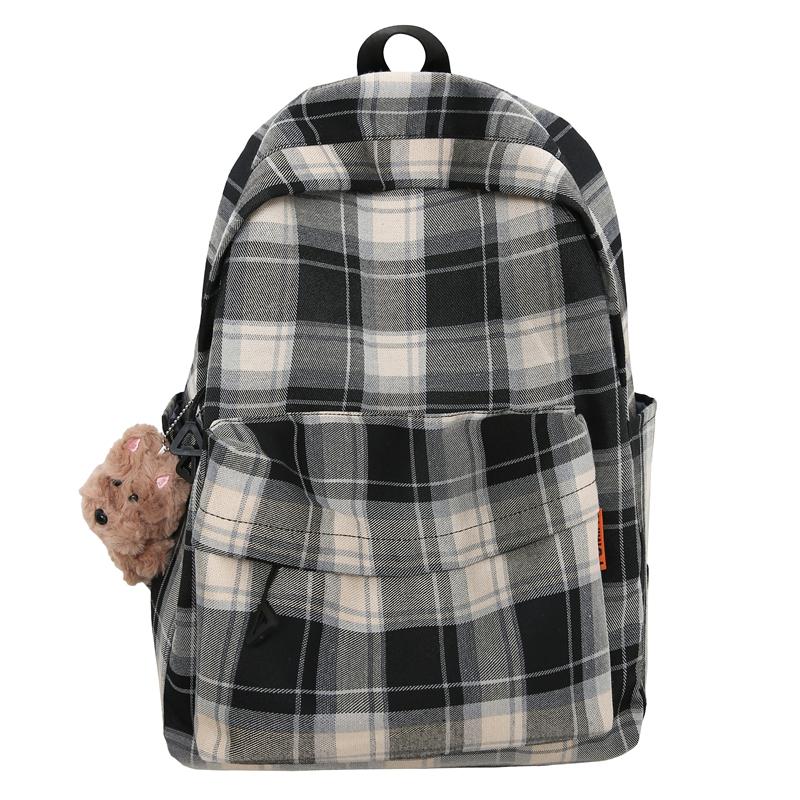 Studentský kostkovaný školní batoh Dámský velkokapacitní batoh Cestovní batoh