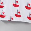 2-7 Jahre Mädchen Baumwollmischung Oberteile Kleinkind Freizeit Kinder T-Shirt Niedlicher Herz Segelboot Druck Sommer Kinder Rundhals Kurzarm T-Shirts