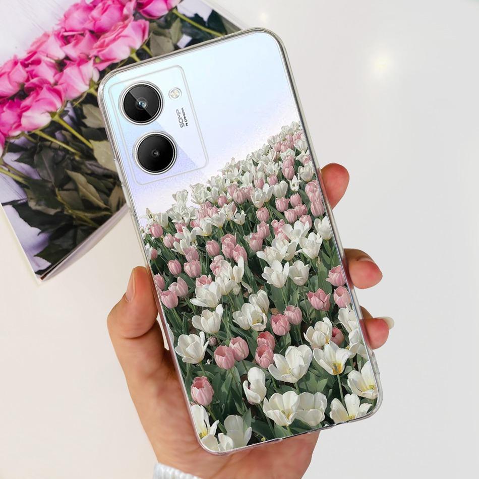 Cute Flower Cat Painted Case For Realme 10 / Realme 10 Pro / Realme 10 Pro+ Soft Silicone TPU Cover For Realme10 4G 10Pro Plus